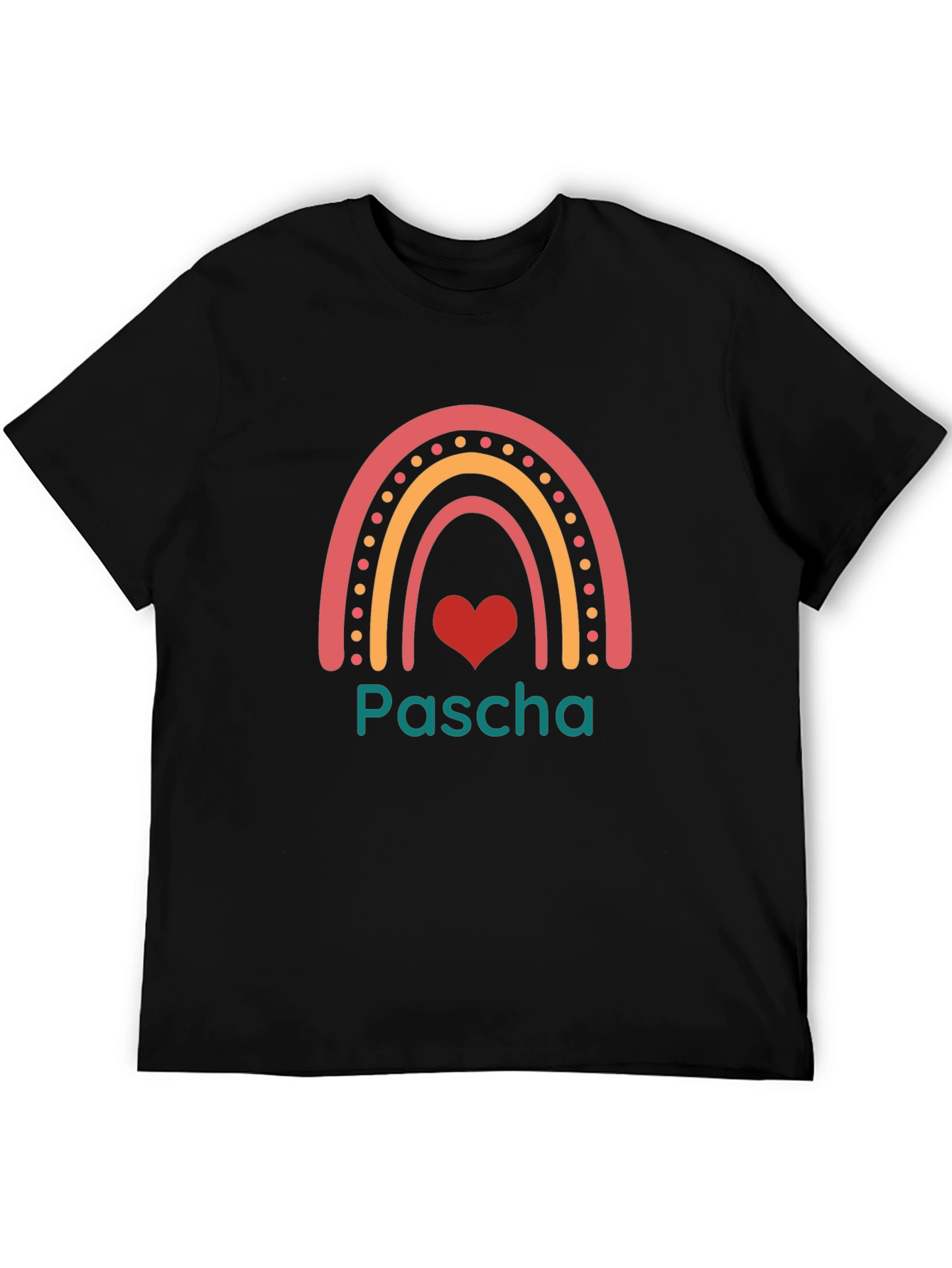 Pascha Rainbow Heart Black T-shirt