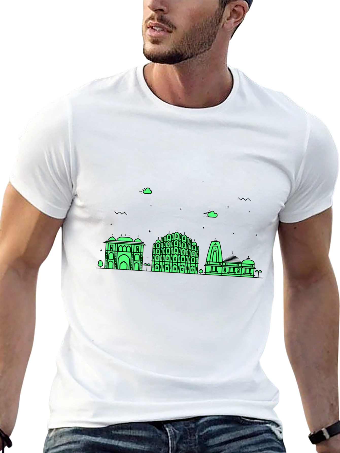 Jaipur Skyline Graphic Tee - Modern Black T-Shirt