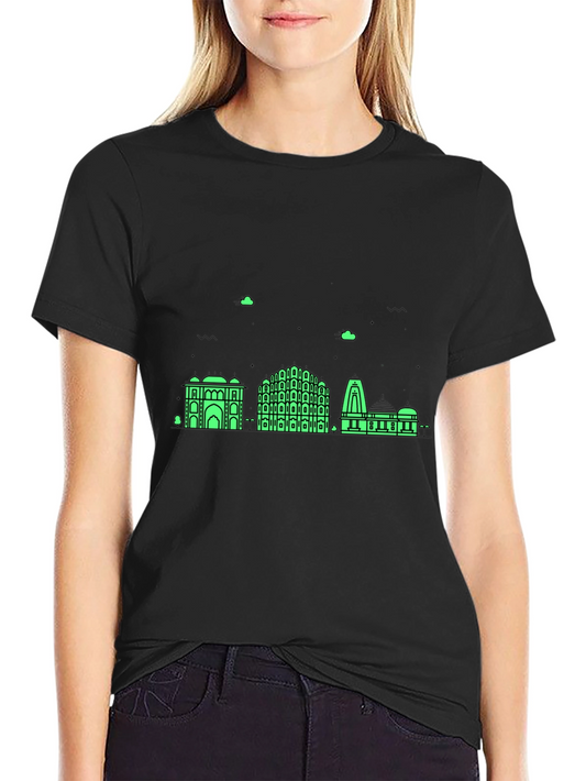 Jaipur Skyline Graphic Tee - Modern Black T-Shirt