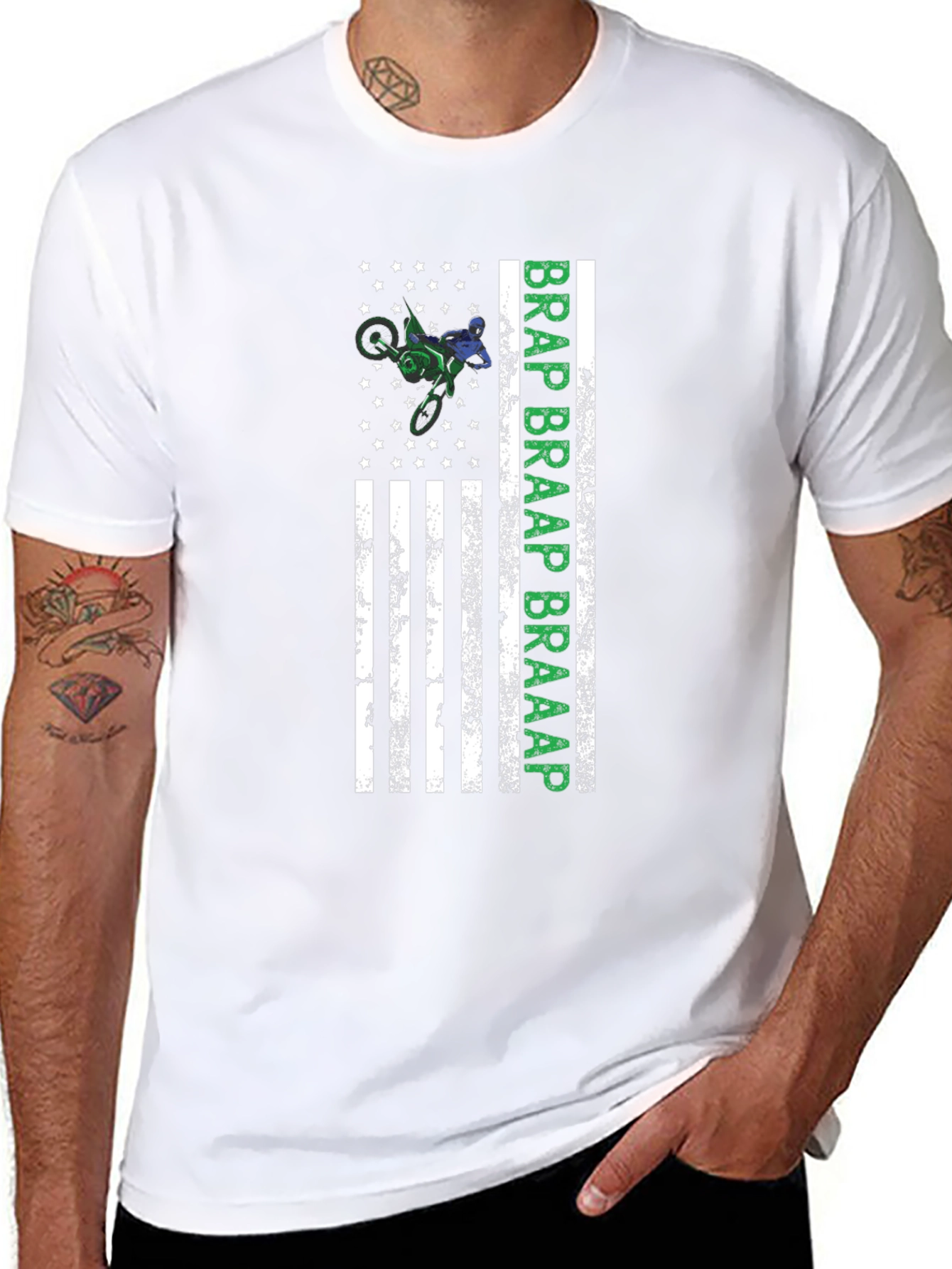 Motocross American Flag Graphic T-Shirt