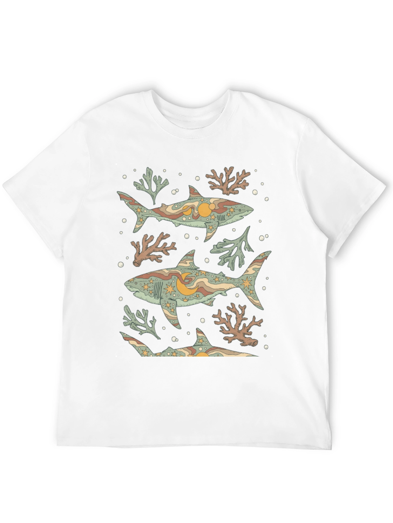 Shark Print Graphic Tee - Black