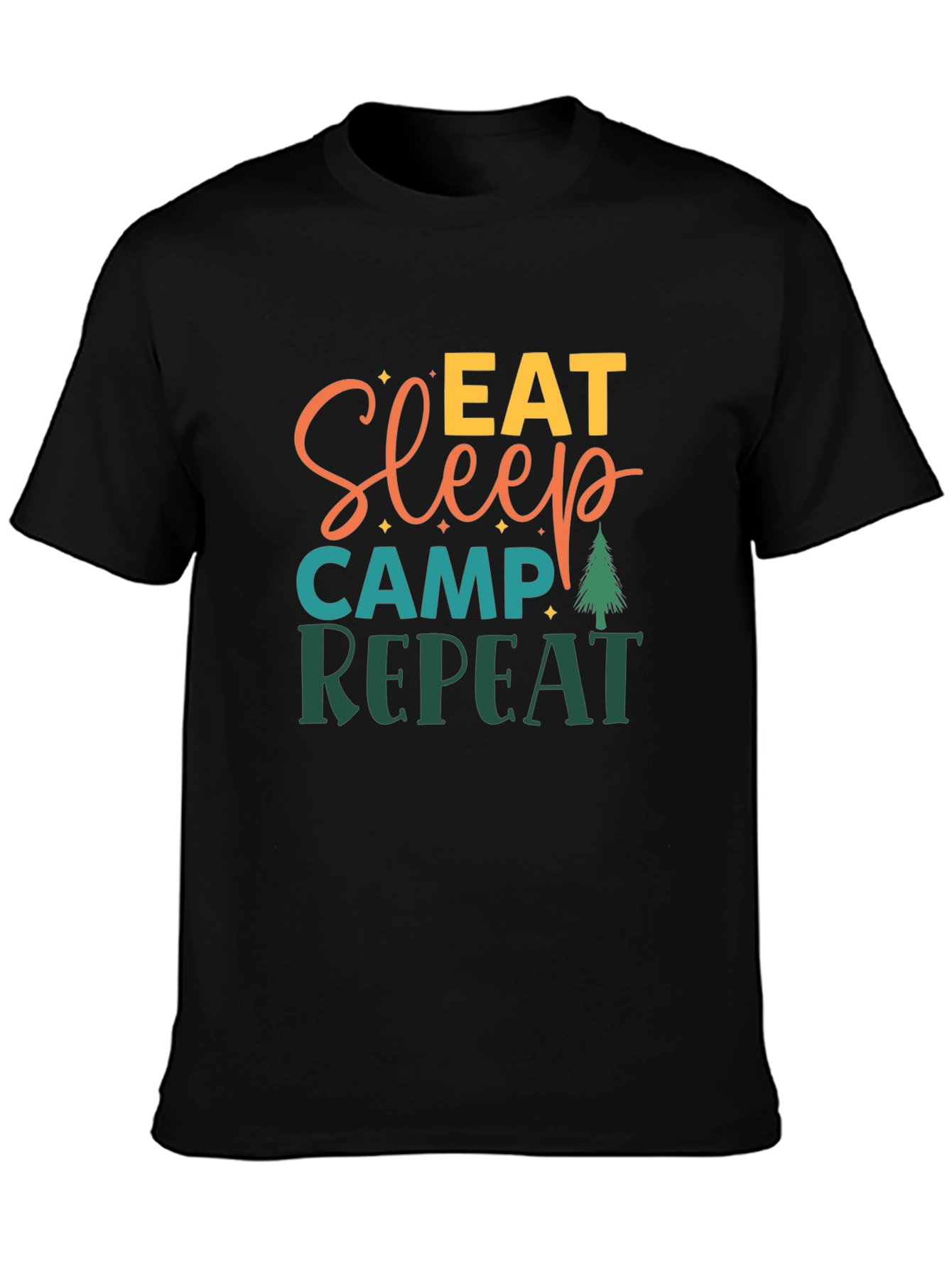 Eat Sleep Camp Repeat Black Tee