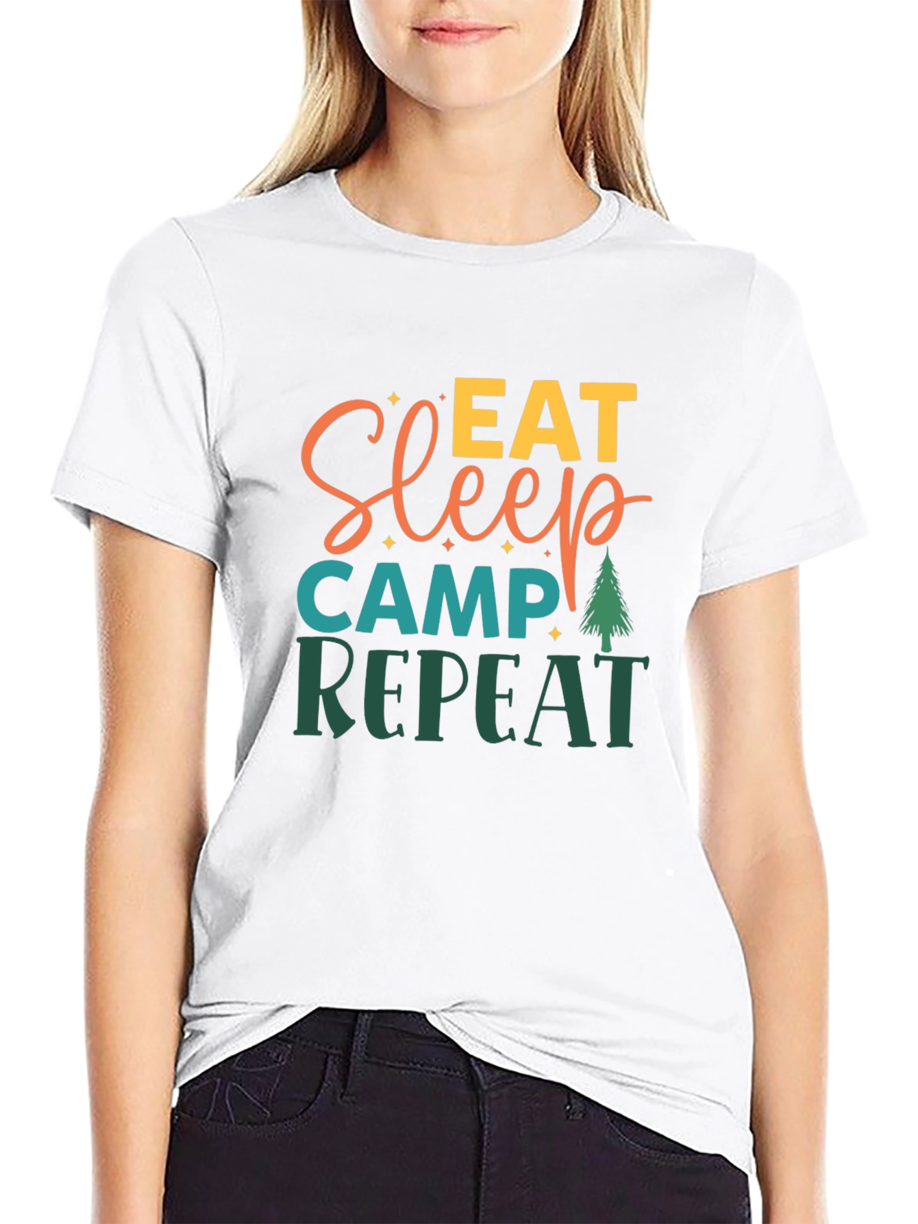 Eat Sleep Camp Repeat Black Tee
