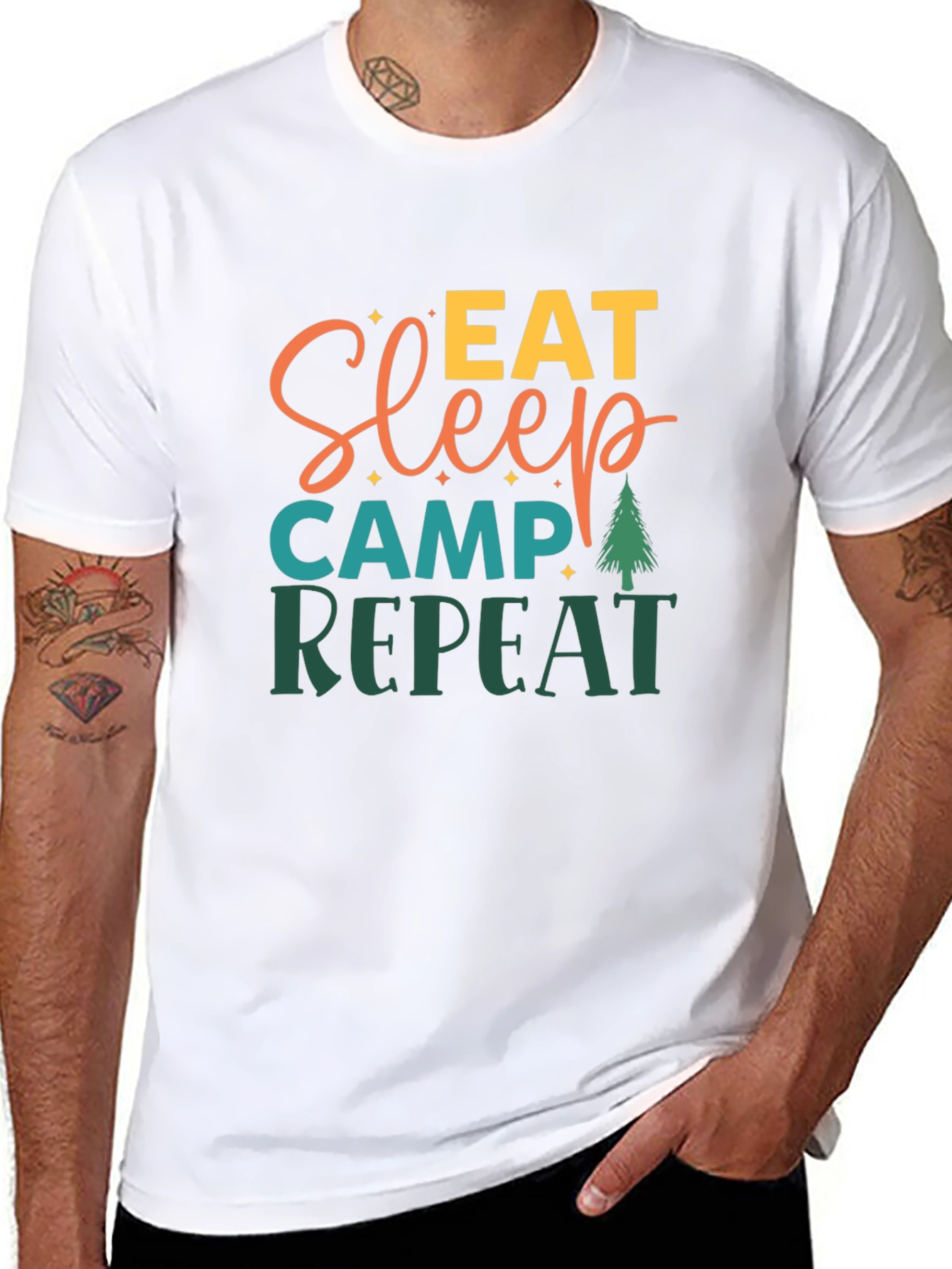 Eat Sleep Camp Repeat Black Tee