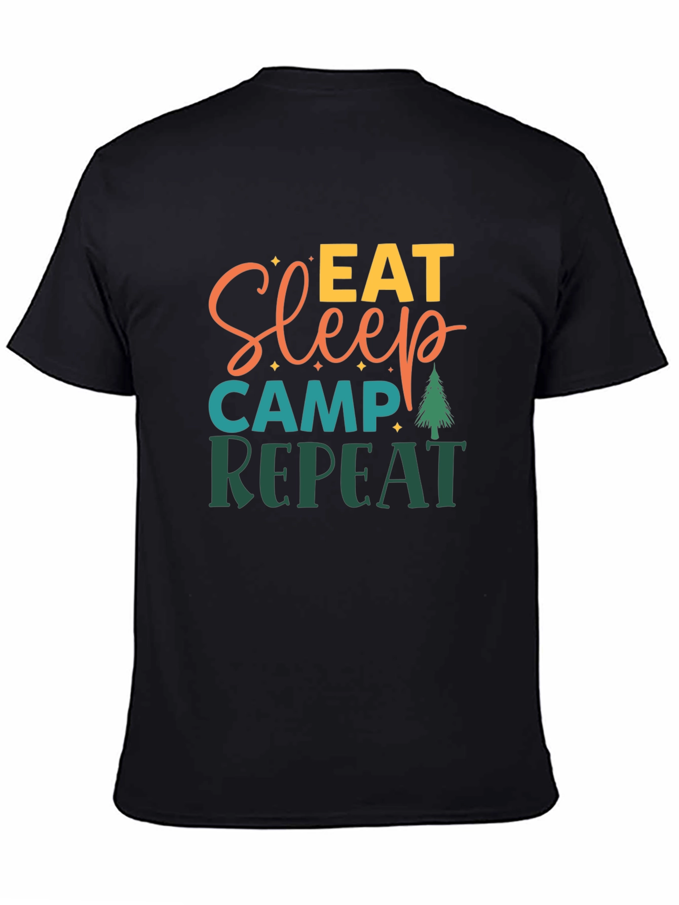Eat Sleep Camp Repeat Black Tee