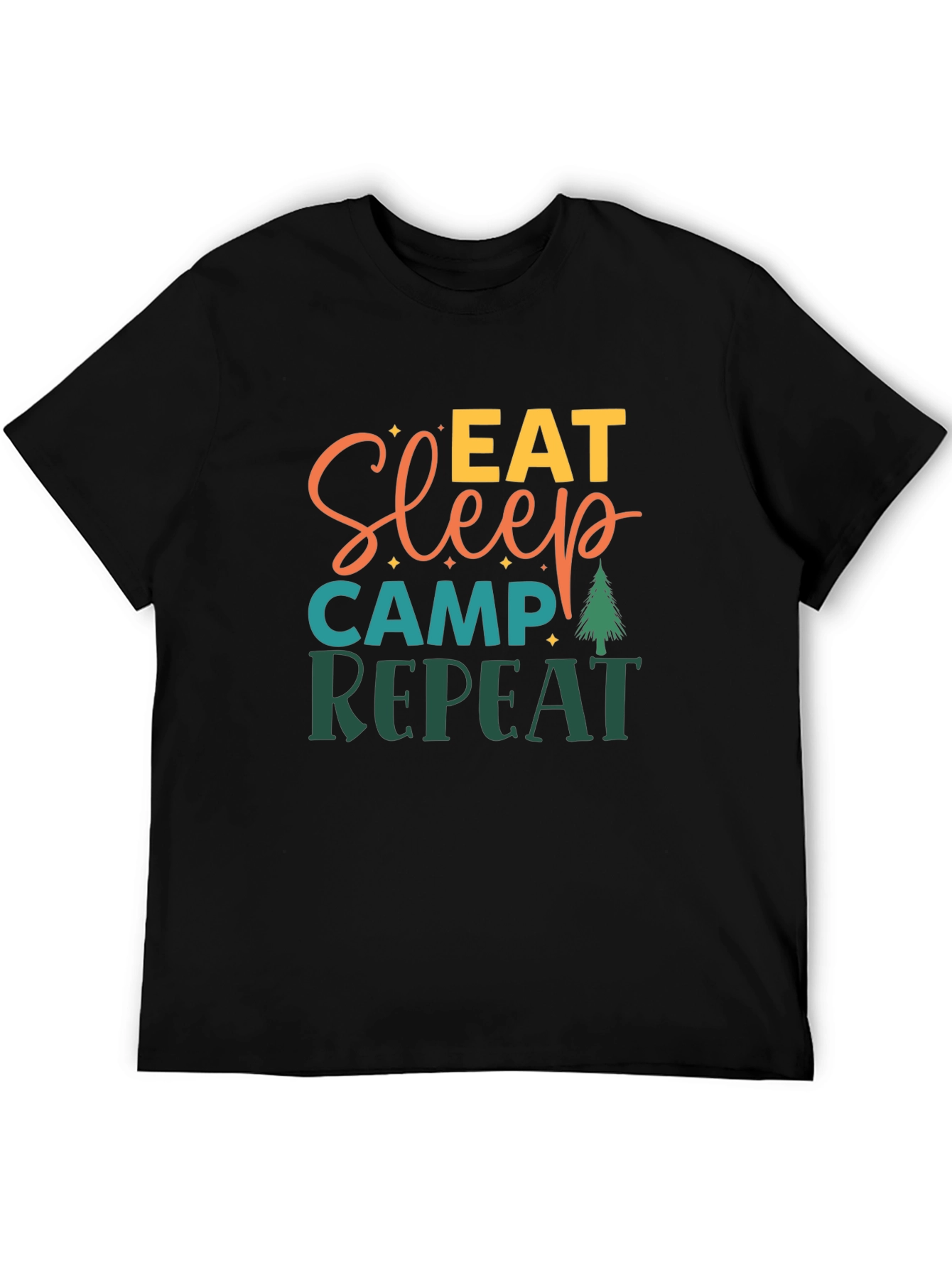 Eat Sleep Camp Repeat Black Tee
