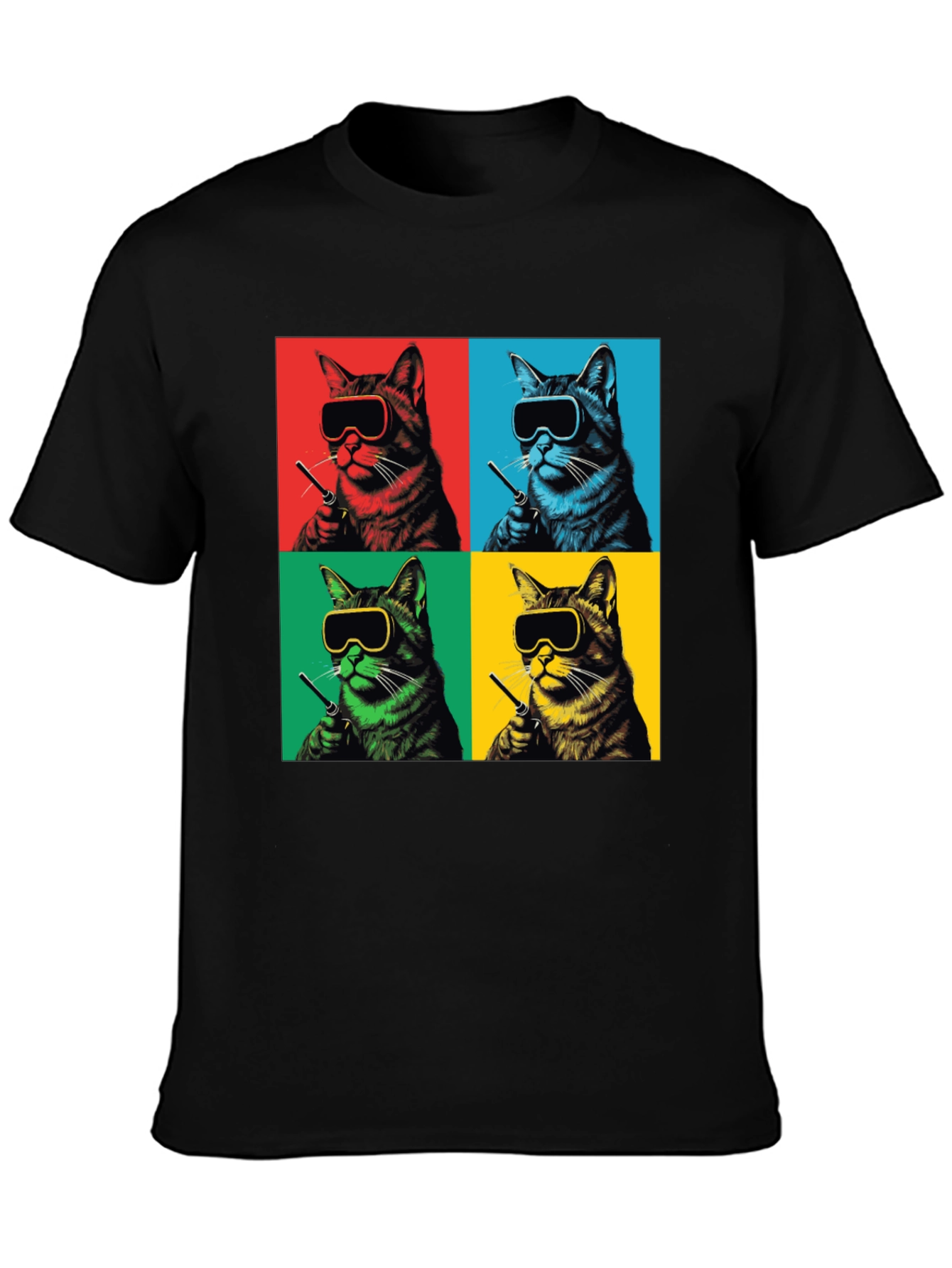 Pop Art Cat T-Shirt - Quirky Feline Style