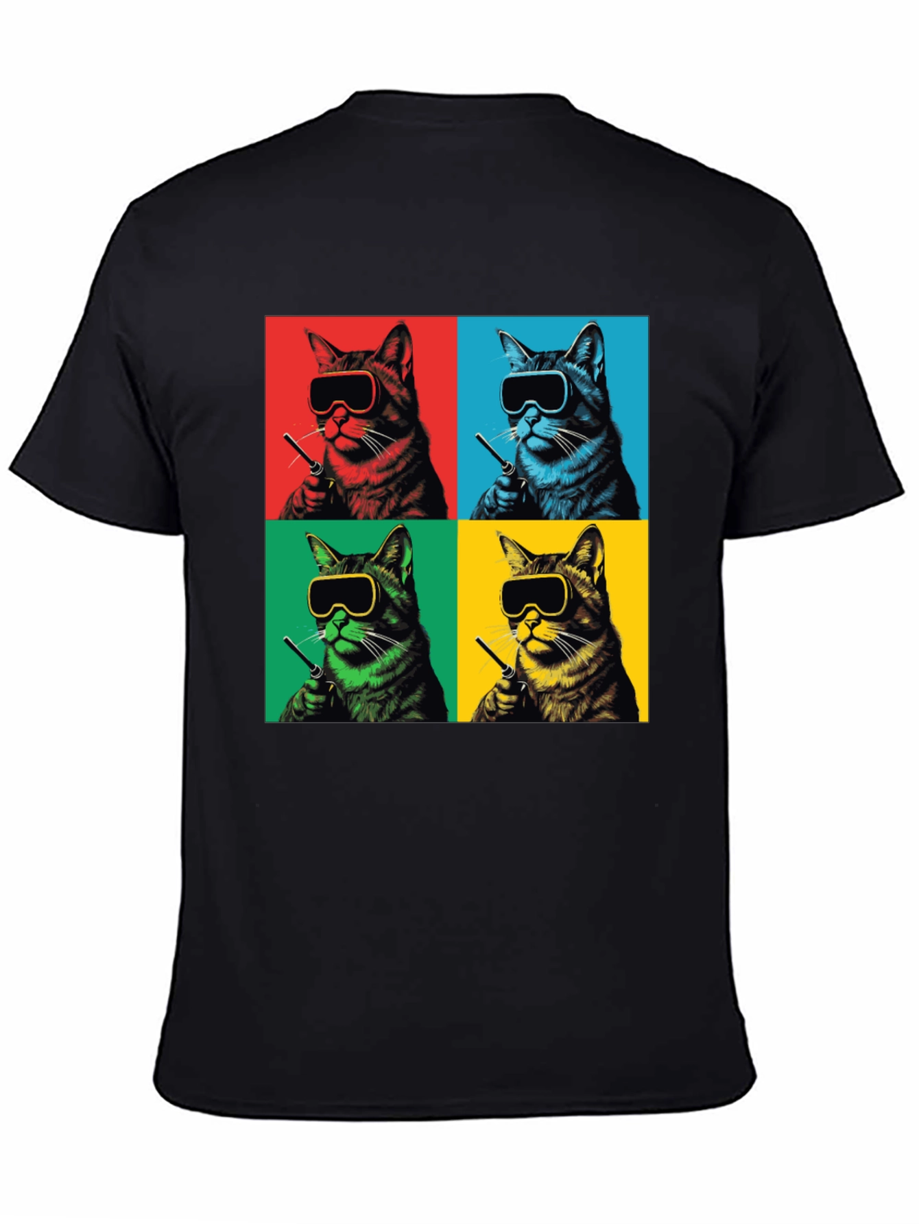 Pop Art Cat T-Shirt - Quirky Feline Style