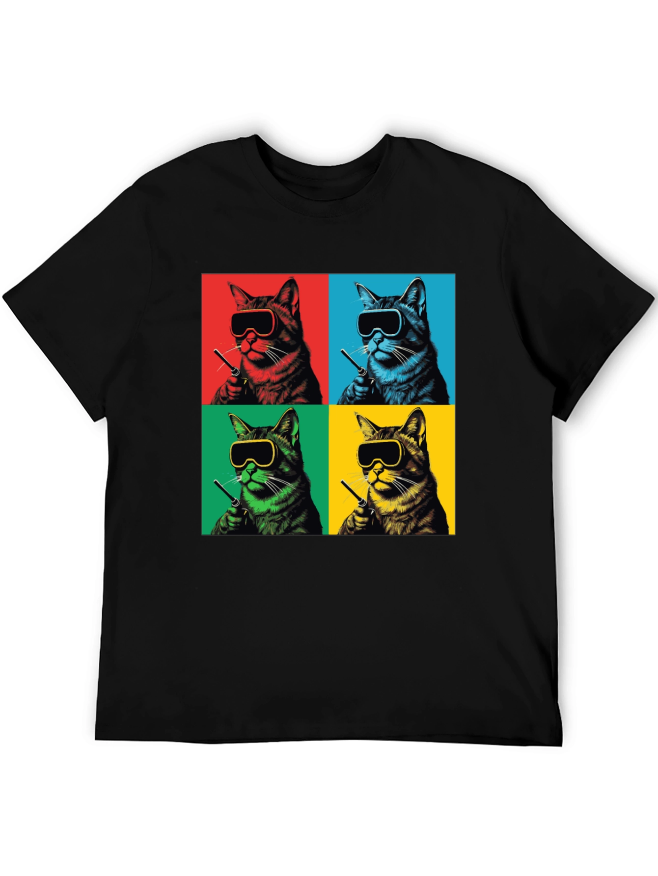 Pop Art Cat T-Shirt - Quirky Feline Style