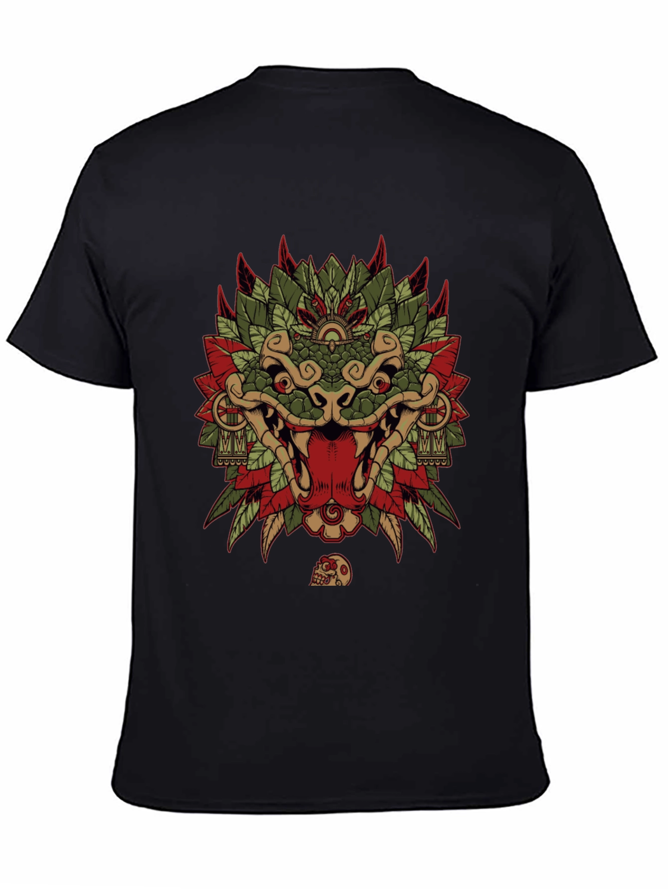 Aztec Serpent God Graphic Tee - Black