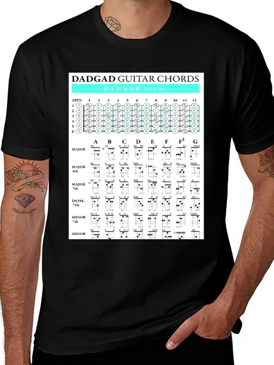 DADGAD Guitar Chords Black T-Shirt