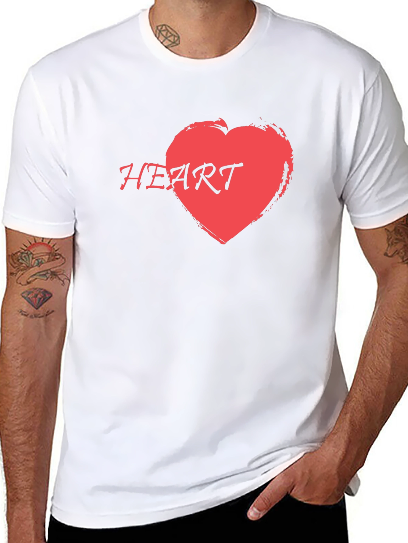 Red Heart Graphic Print Black T-Shirt