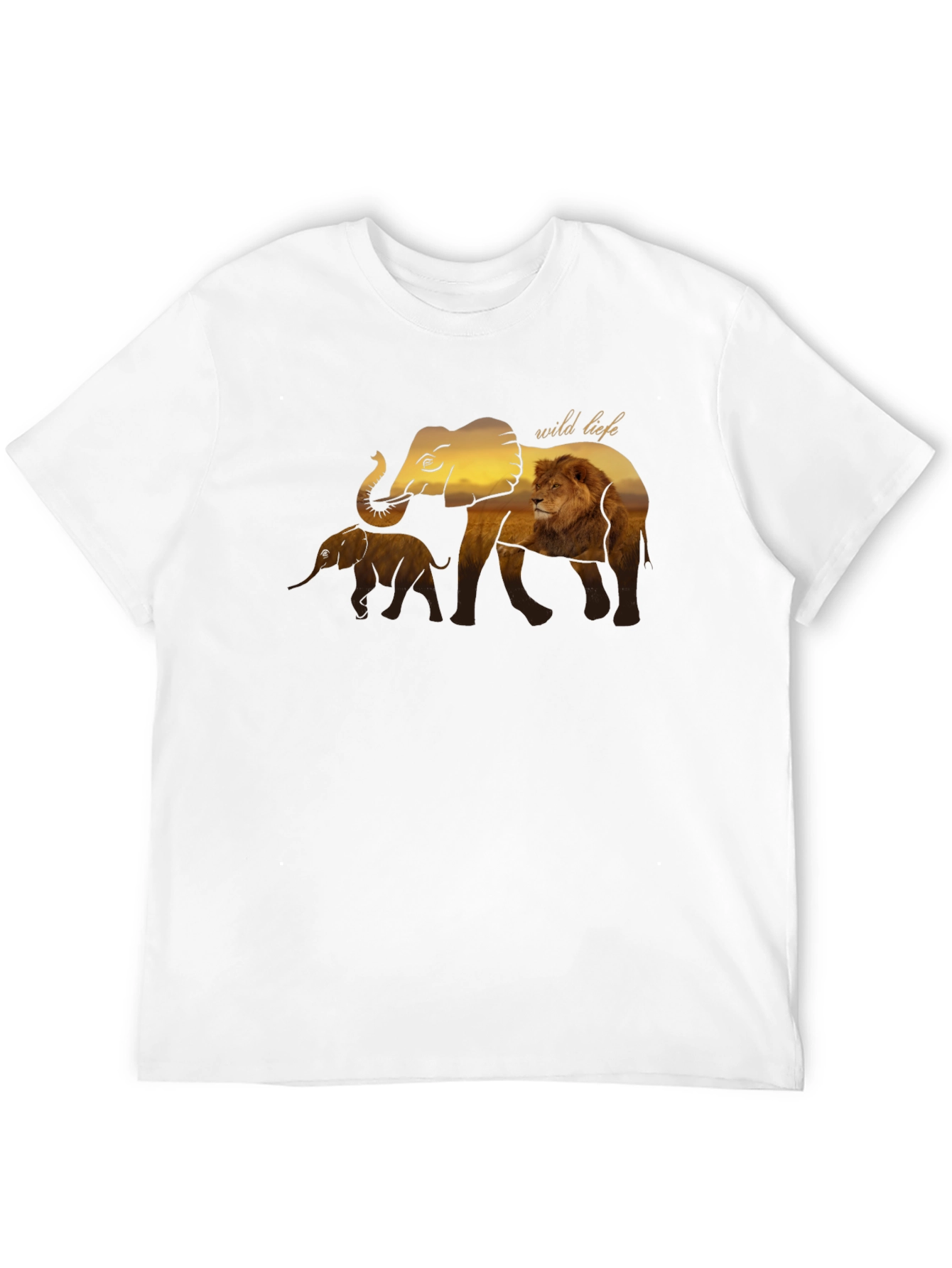 Wildlife Graphic Tee - Elephant & Lion Design