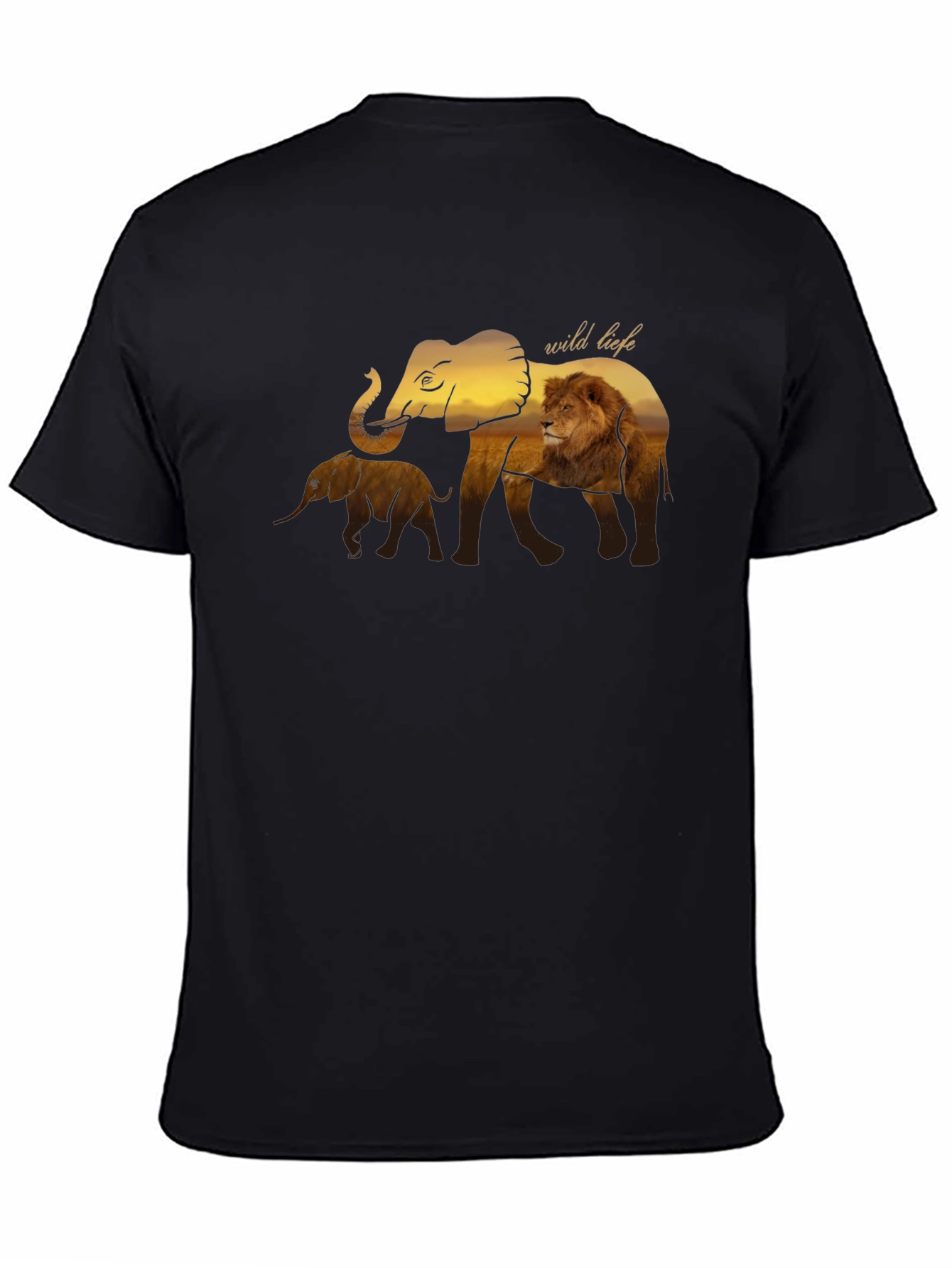 Wildlife Graphic Tee - Elephant & Lion Design