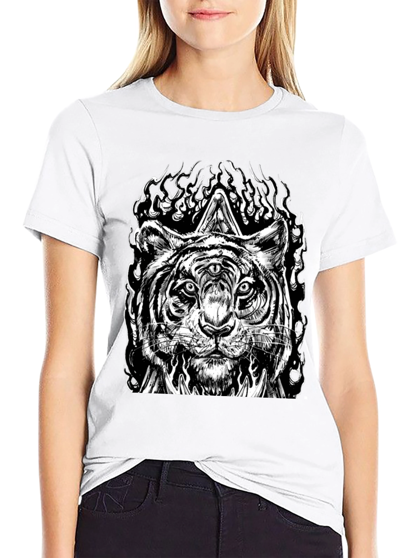 Mystic Tiger Graphic Tee - Black Cotton T-Shirt