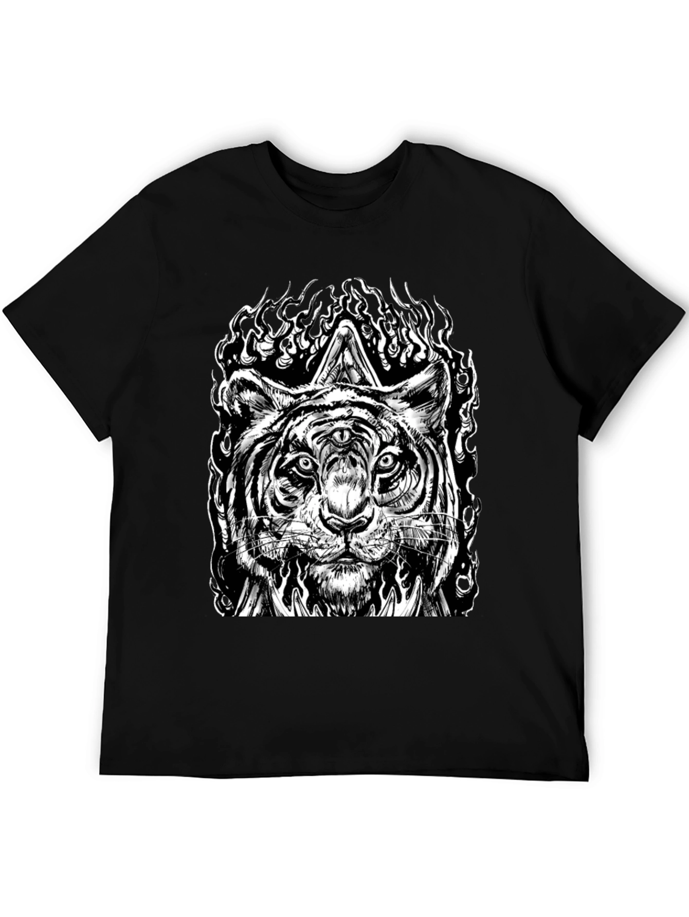 Mystic Tiger Graphic Tee - Black Cotton T-Shirt