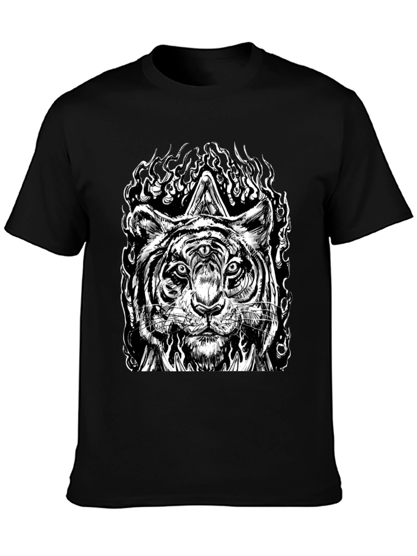 Mystic Tiger Graphic Tee - Black Cotton T-Shirt