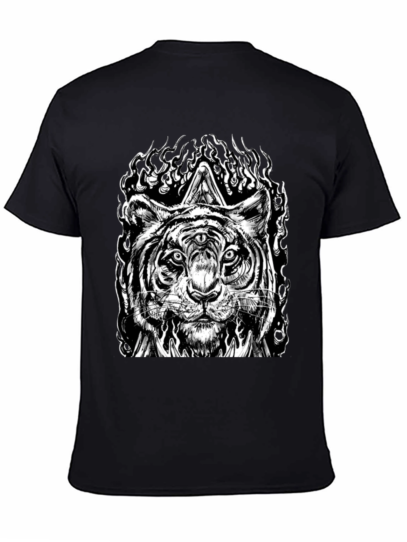 Mystic Tiger Graphic Tee - Black Cotton T-Shirt