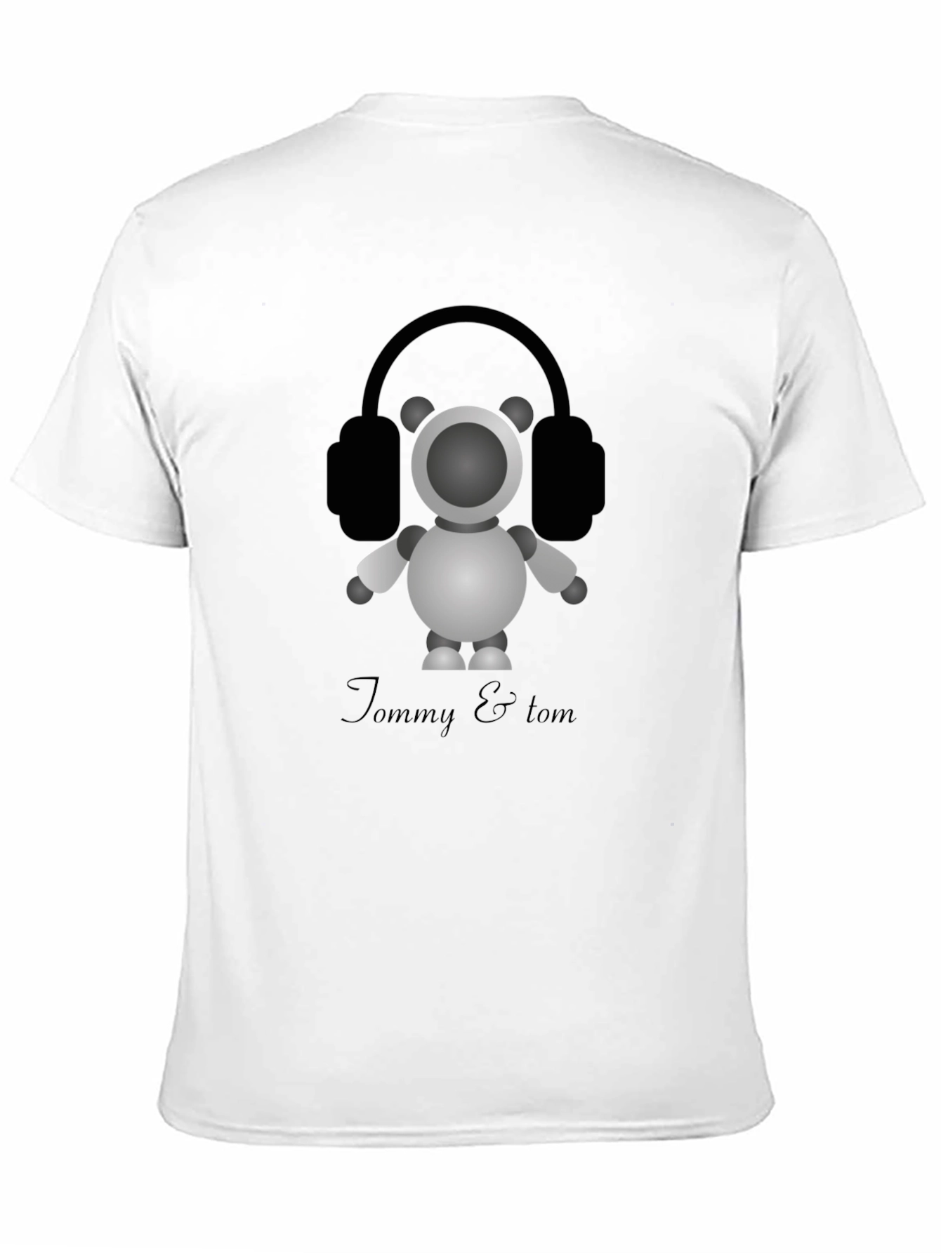 Tommy & Tom: Cartoon Robot with Headphones Graphic Tee