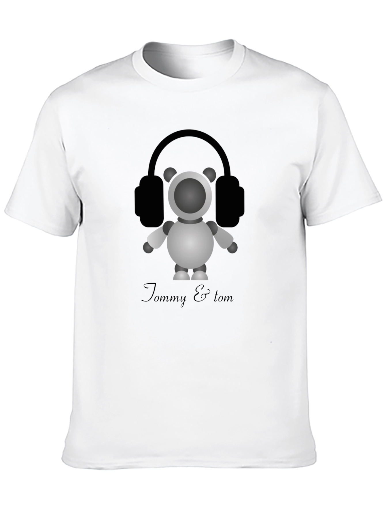 Tommy & Tom: Cartoon Robot with Headphones Graphic Tee