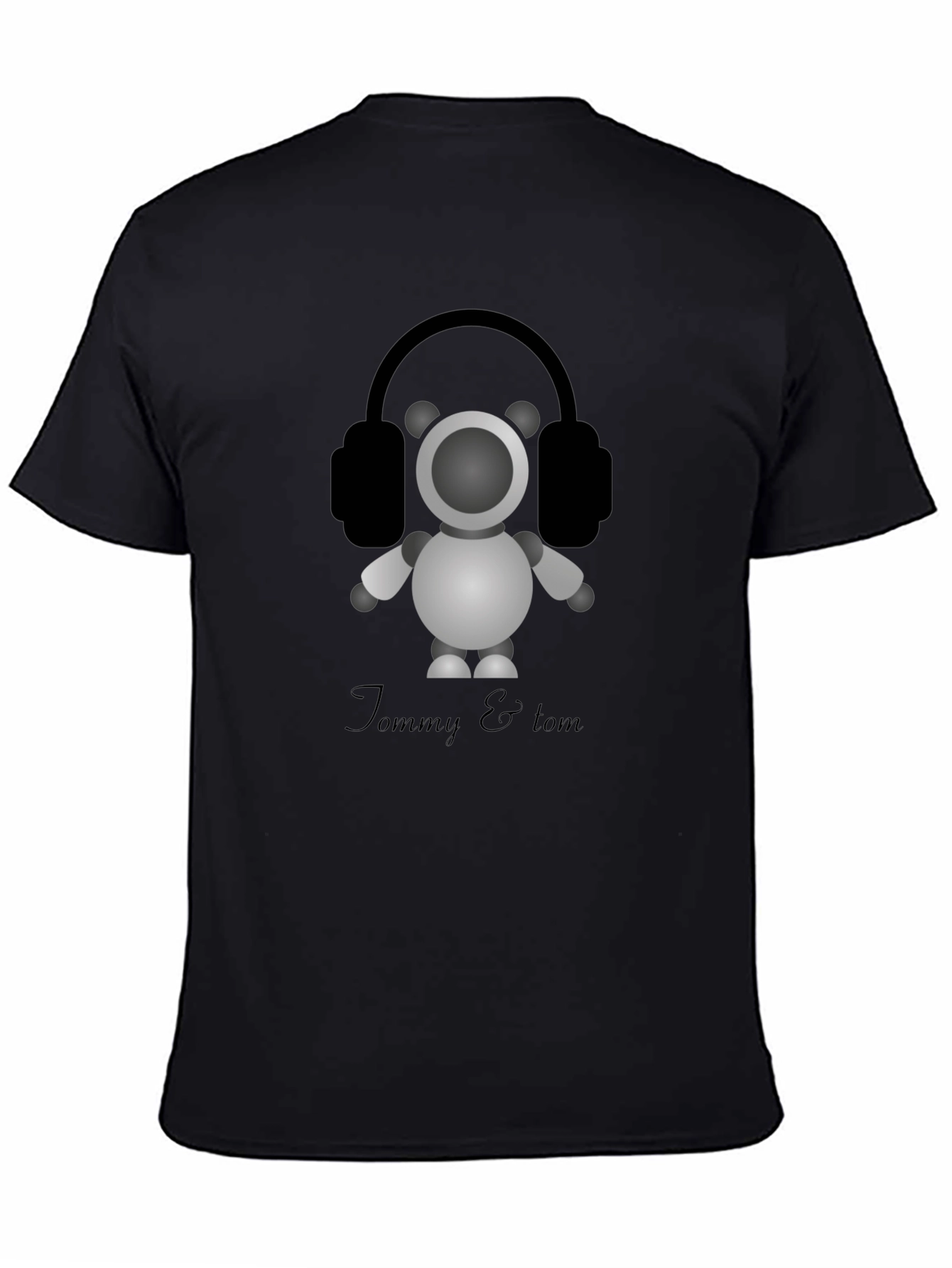 Tommy & Tom: Cartoon Robot with Headphones Graphic Tee