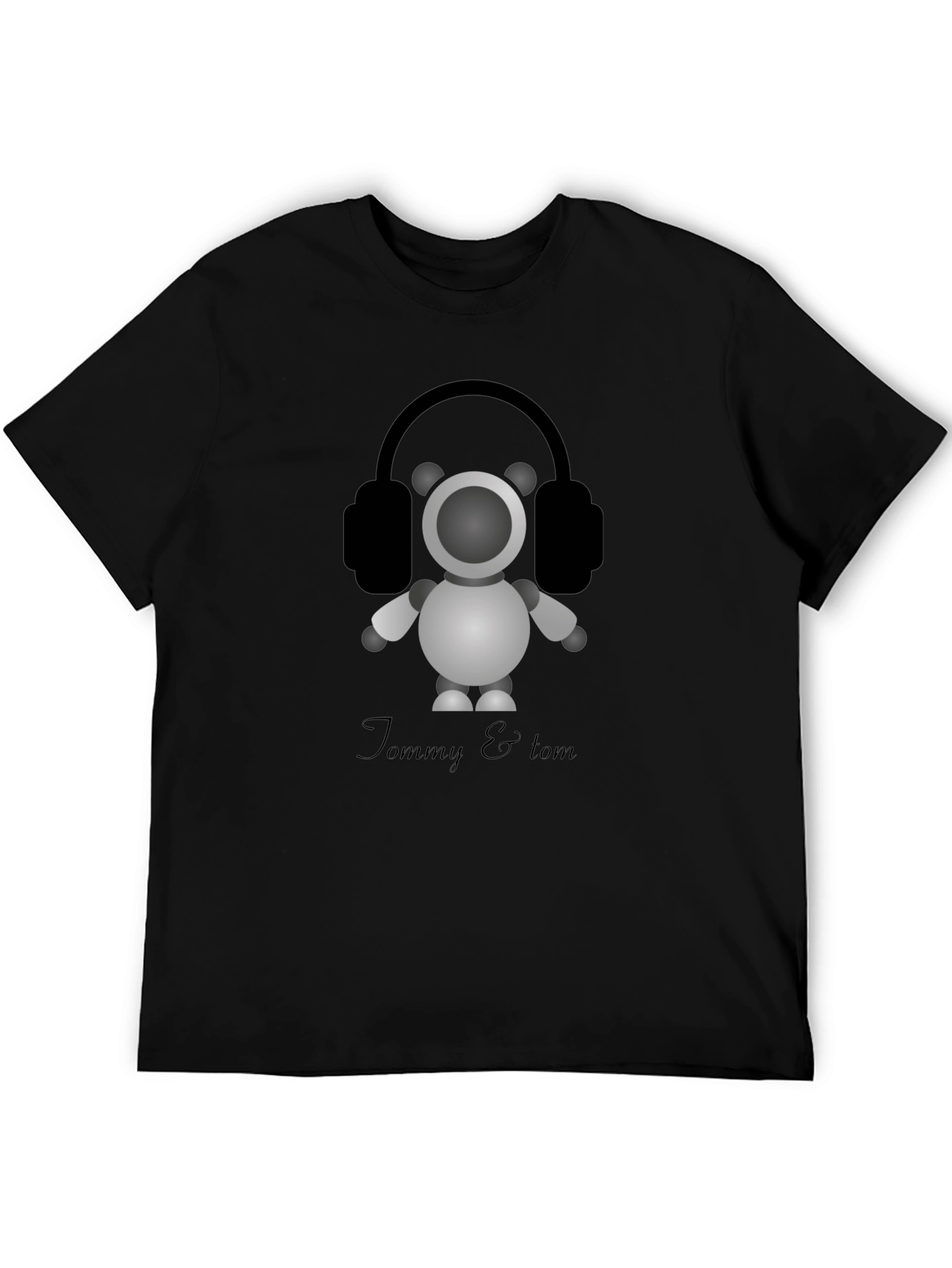 Tommy & Tom: Cartoon Robot with Headphones Graphic Tee