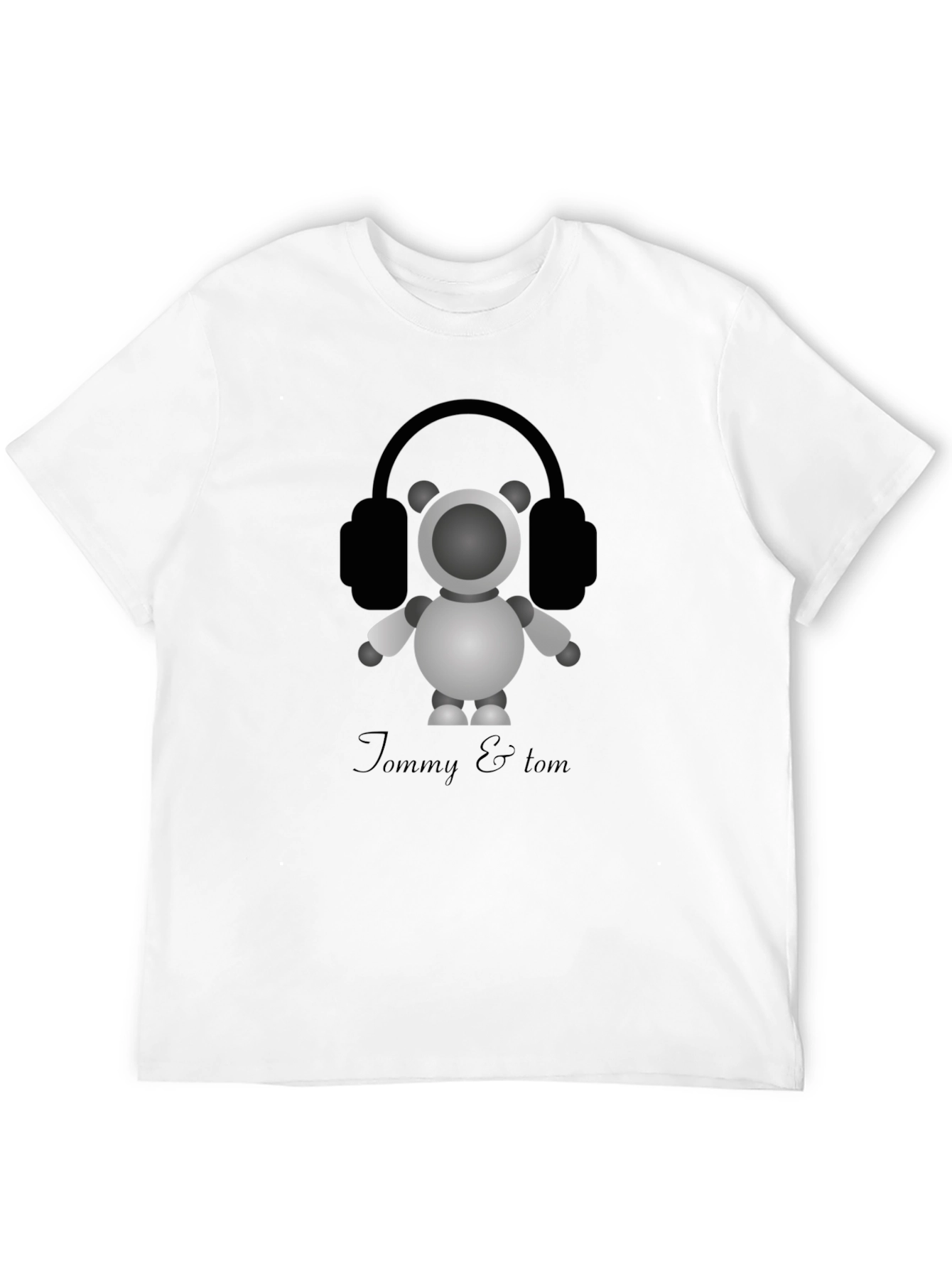 Tommy & Tom: Cartoon Robot with Headphones Graphic Tee