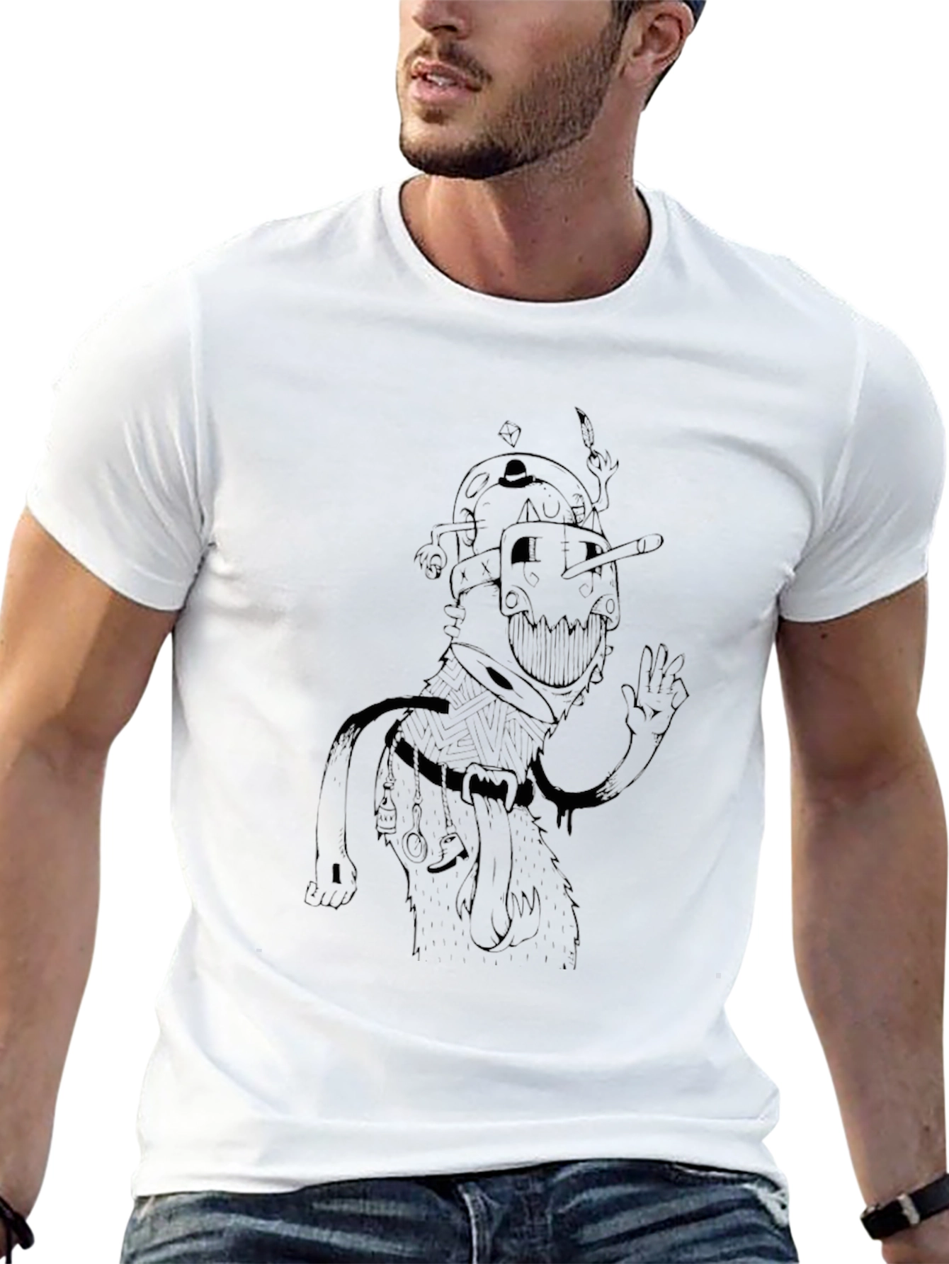 Dark Graphic Tee - Cartoon Character T-Shirt