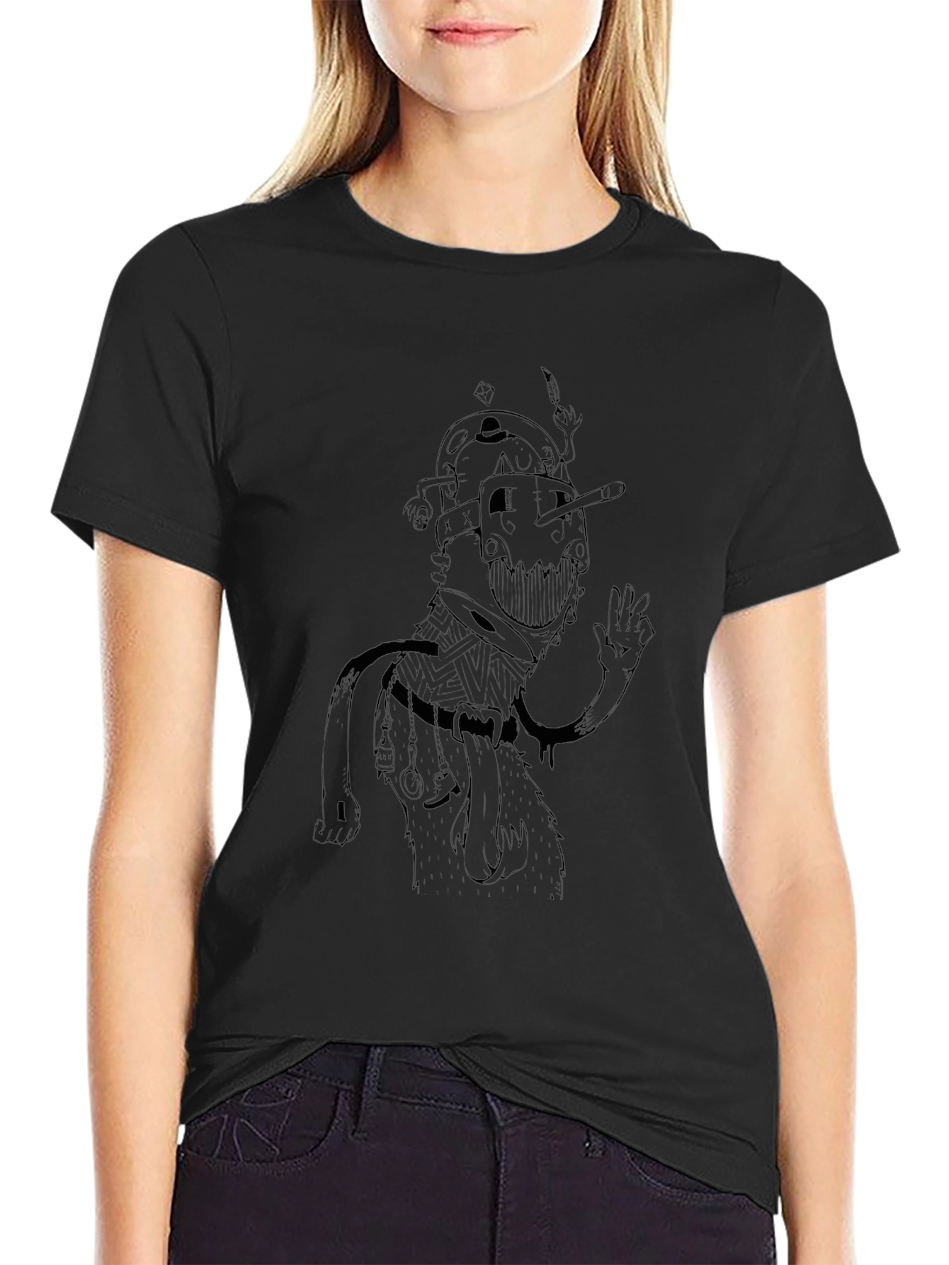 Dark Graphic Tee - Cartoon Character T-Shirt