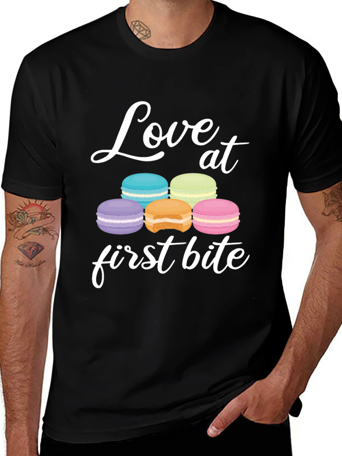 Love at First Bite Macaron Graphic T-Shirt