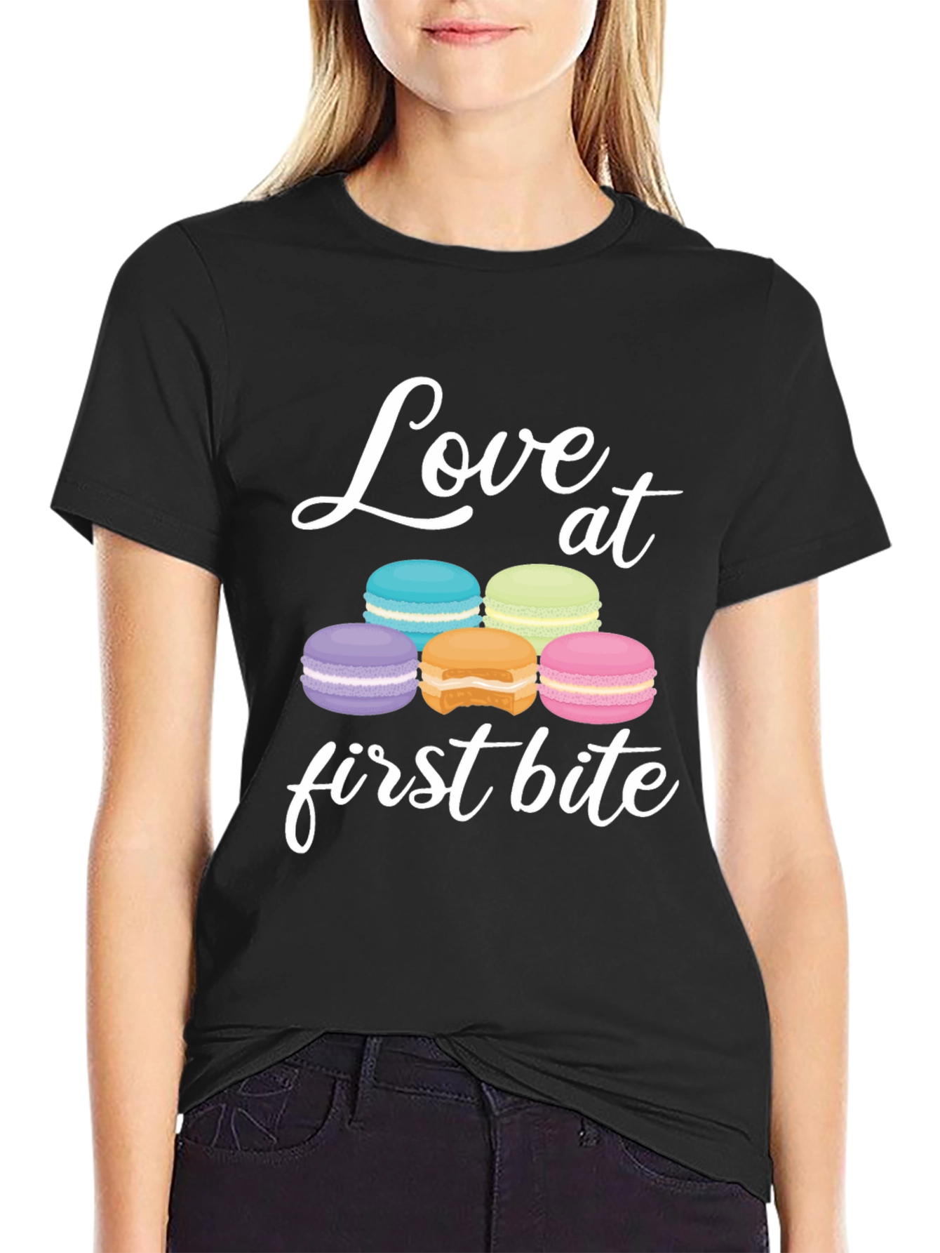 Love at First Bite Macaron Graphic T-Shirt