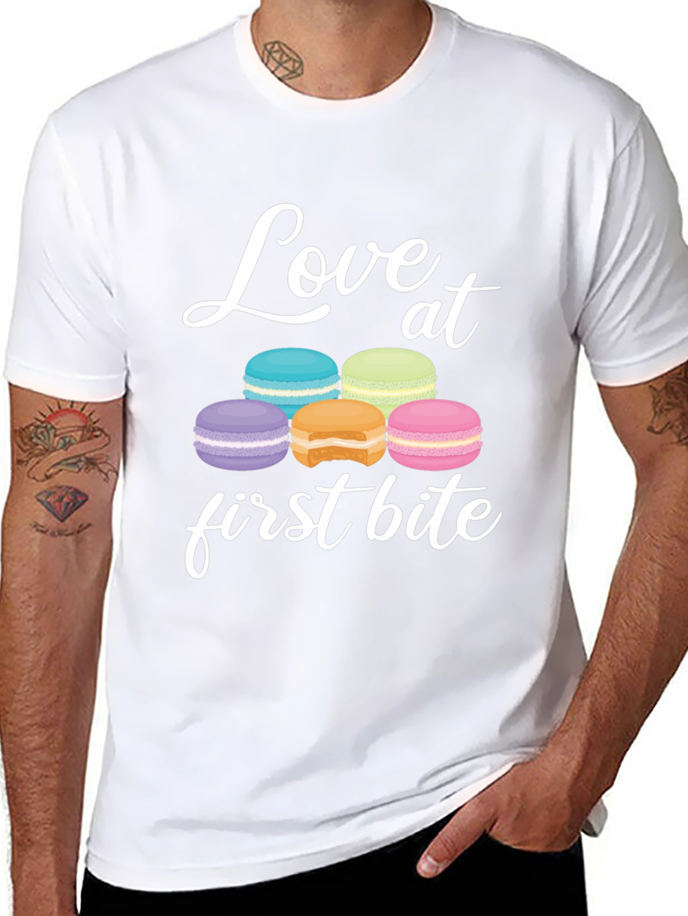 Love at First Bite Macaron Graphic T-Shirt
