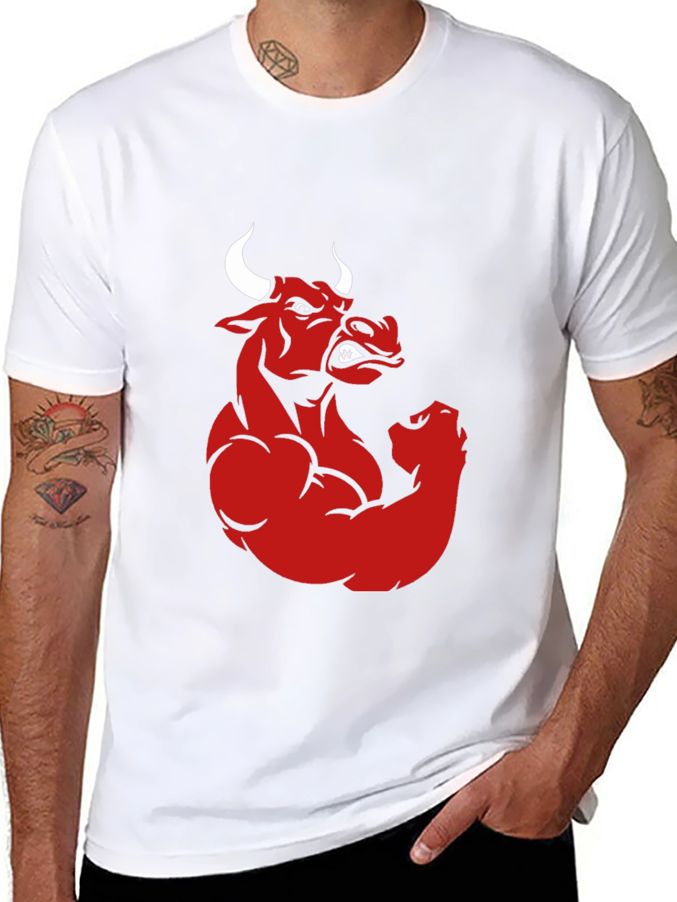 Red Bull Muscle Graphic Print Black T-Shirt