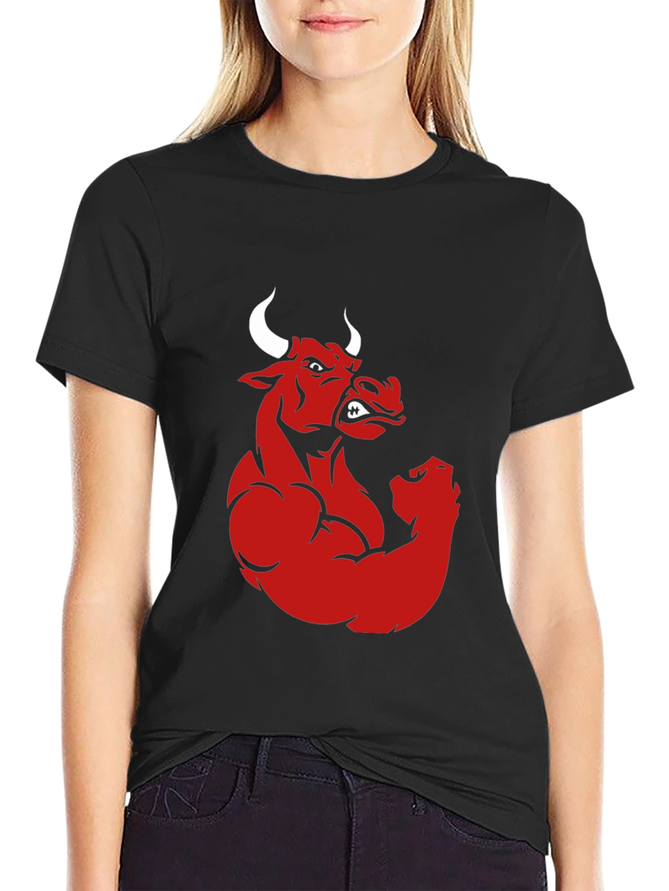 Red Bull Muscle Graphic Print Black T-Shirt
