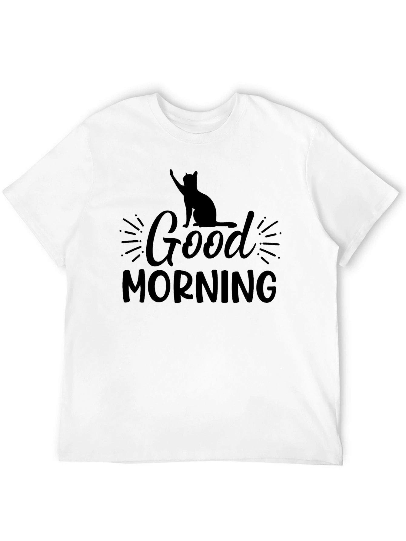 Good Morning Cat Graphic Tee - Black