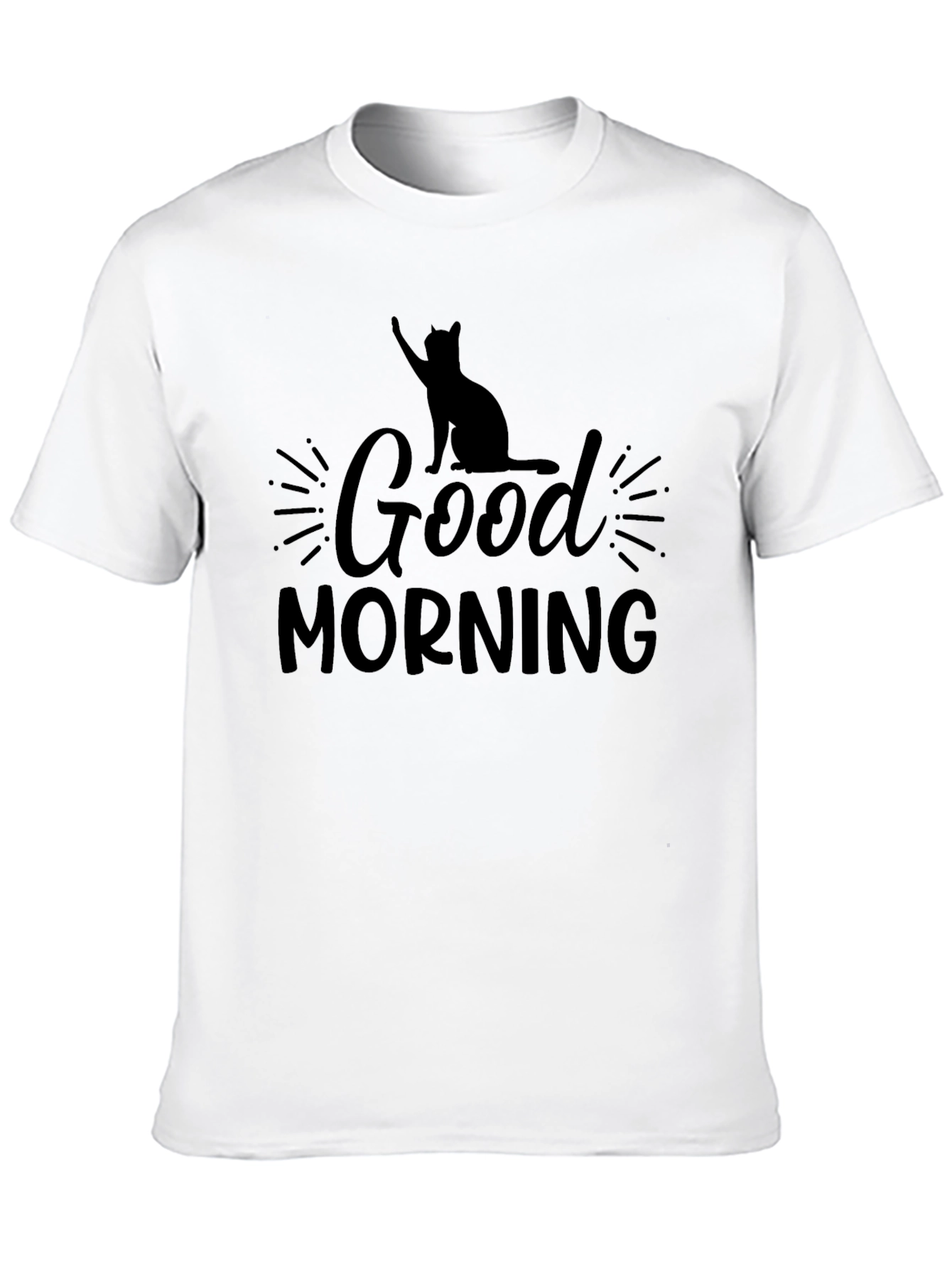Good Morning Cat Graphic Tee - Black