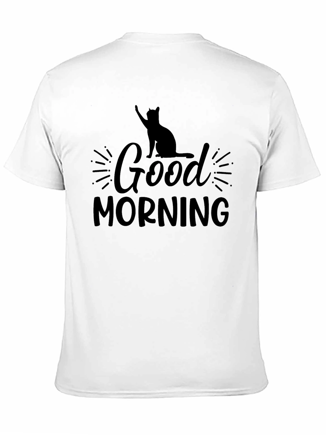 Good Morning Cat Graphic Tee - Black