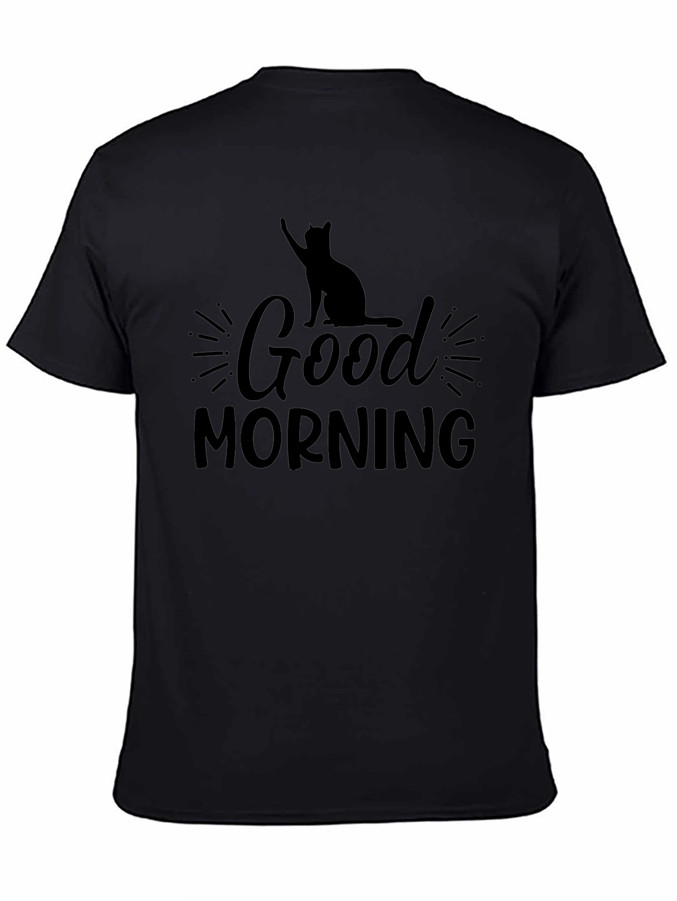 Good Morning Cat Graphic Tee - Black