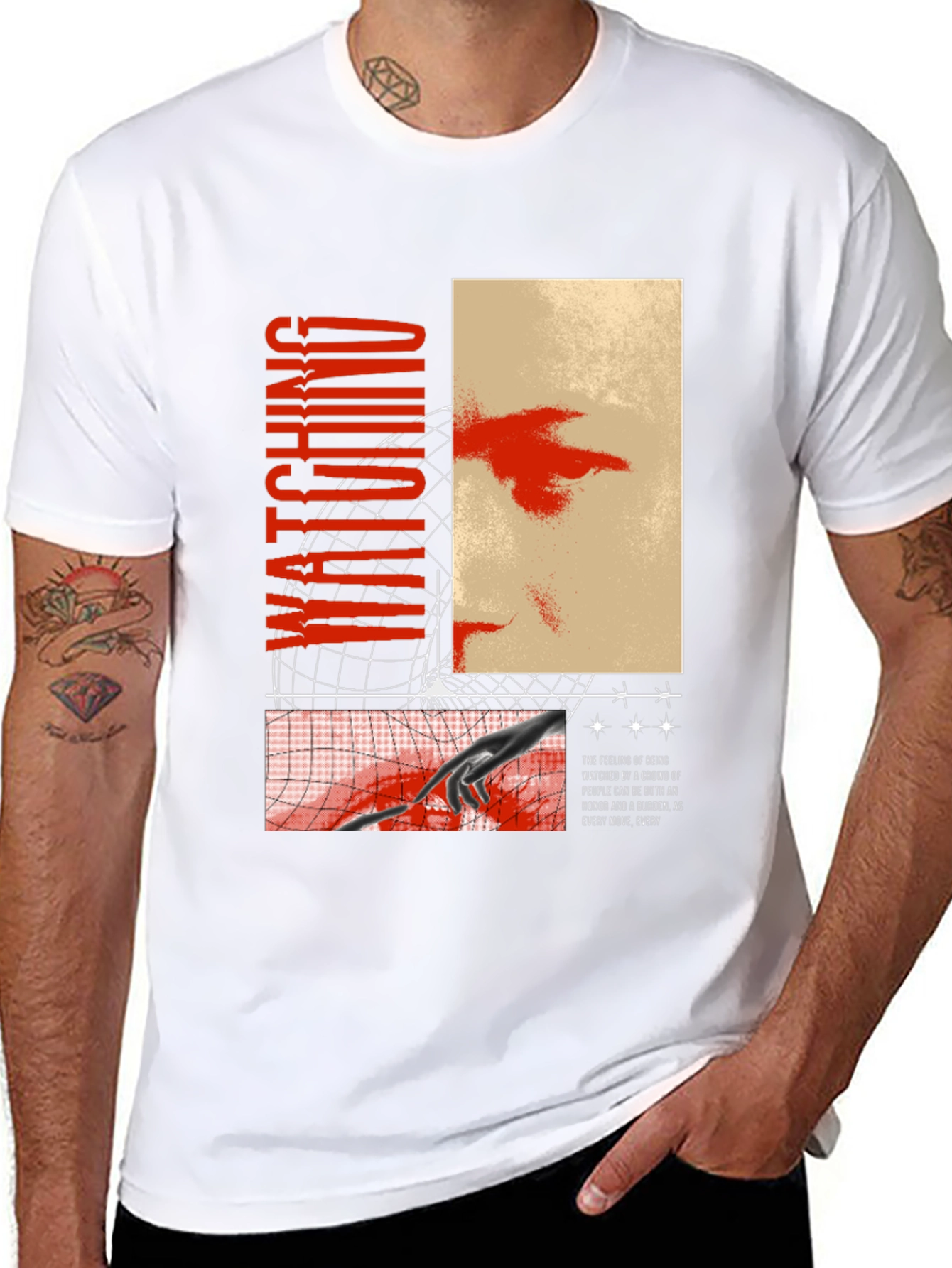 Watching Graphic Print Black T-Shirt