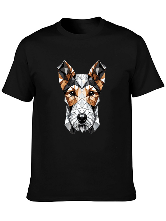 Geometric Dog Graphic Tee - Modern Abstract Dog Design