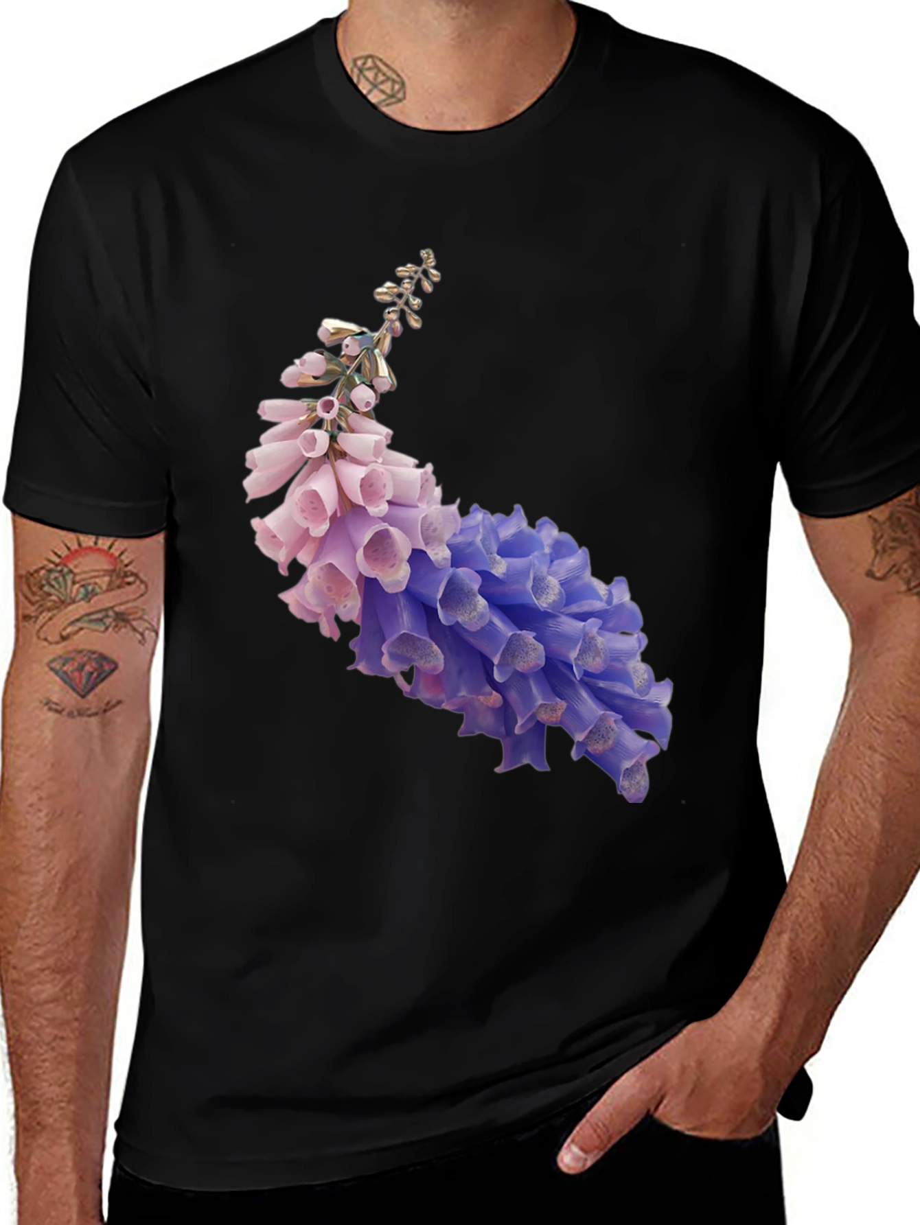 Floral Print T-Shirt - Stylish Black Tee