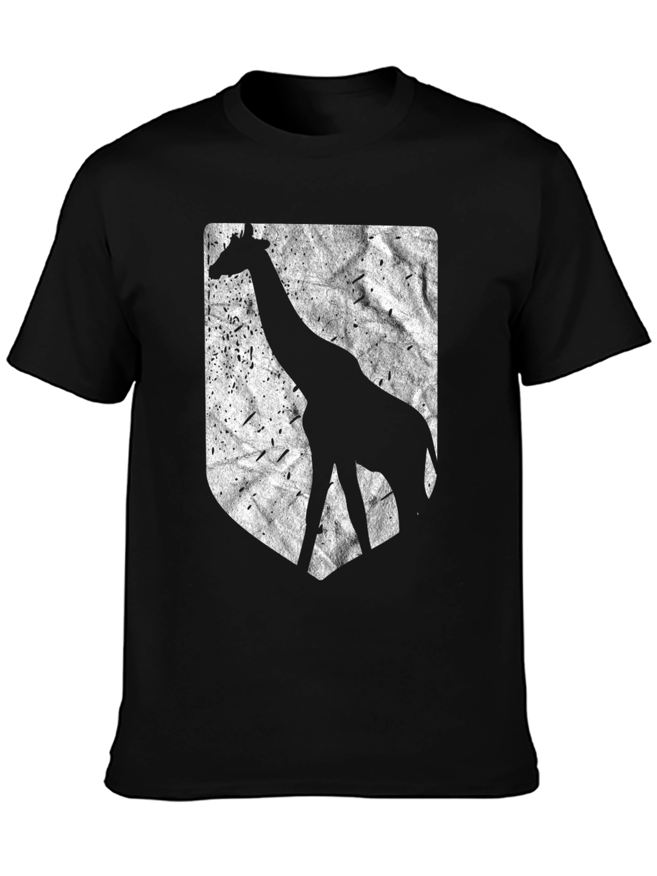 Giraffe Silhouette Graphic Tee - Black Cotton Blend