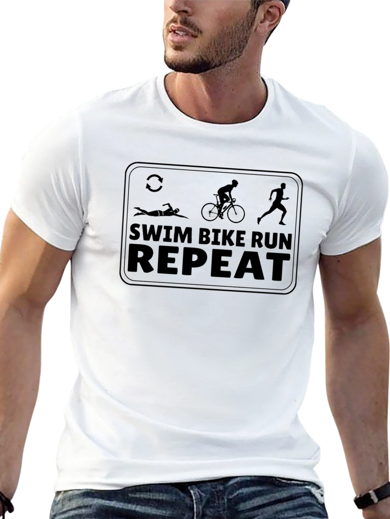 Swim Bike Run Repeat Black T-Shirt