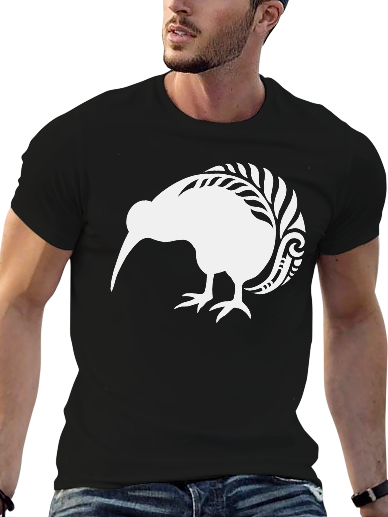 Kiwi Bird Graphic Tee - Black Cotton T-Shirt