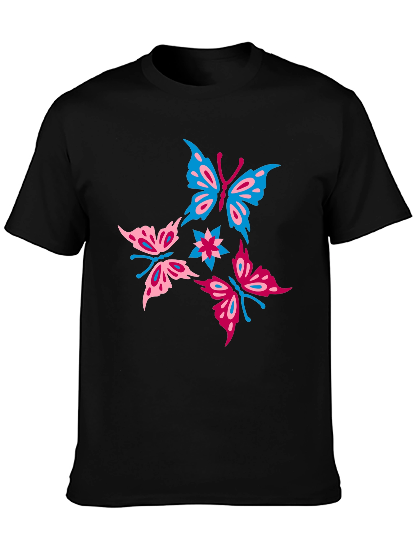 Butterfly Graphic Print Black T-Shirt