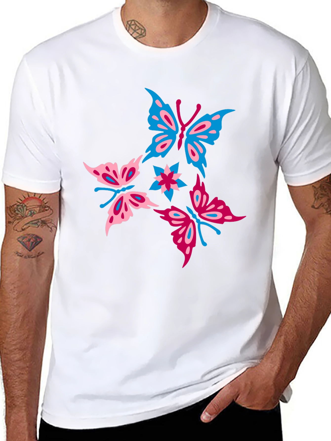 Butterfly Graphic Print Black T-Shirt