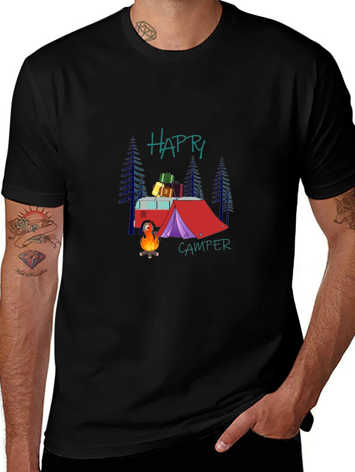 Happy Camper Graphic T-Shirt - Camping Adventure Tee