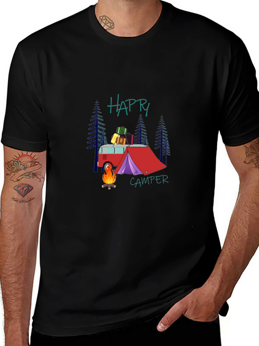 Happy Camper Graphic T-Shirt - Camping Adventure Tee