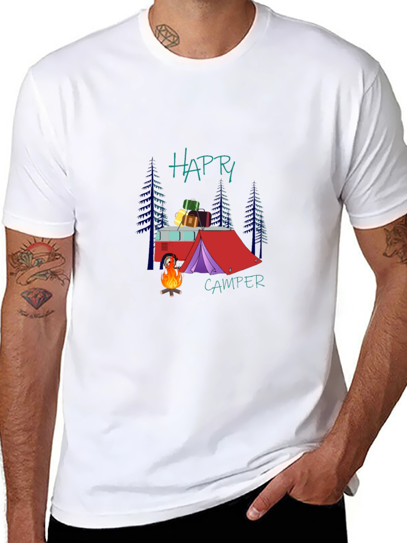 Happy Camper Graphic T-Shirt - Camping Adventure Tee