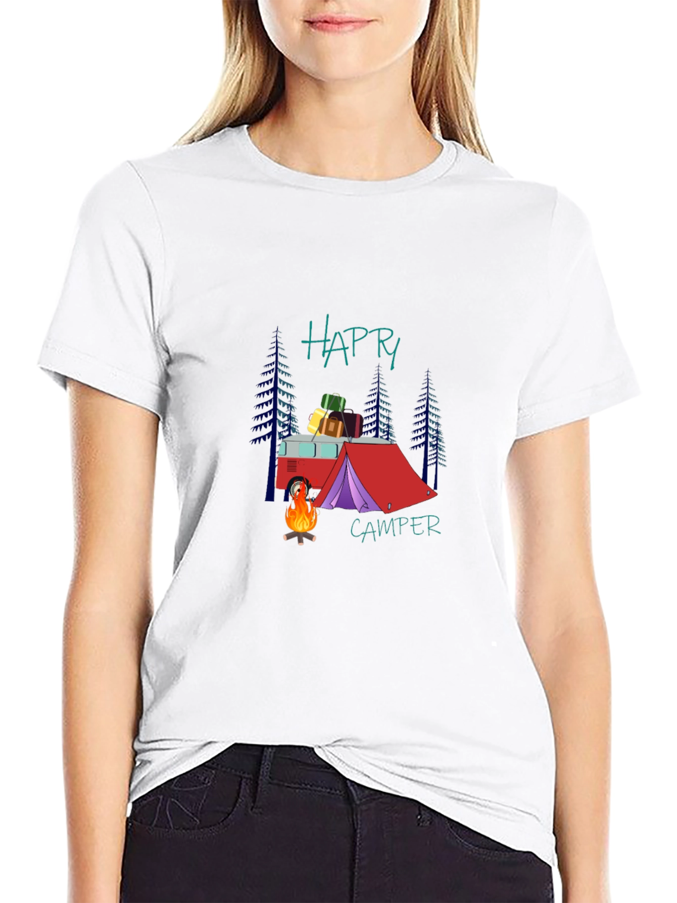 Happy Camper Graphic T-Shirt - Camping Adventure Tee